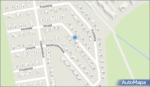 Rzeszów, Struga Andrzeja, 14, mapa Rzeszów