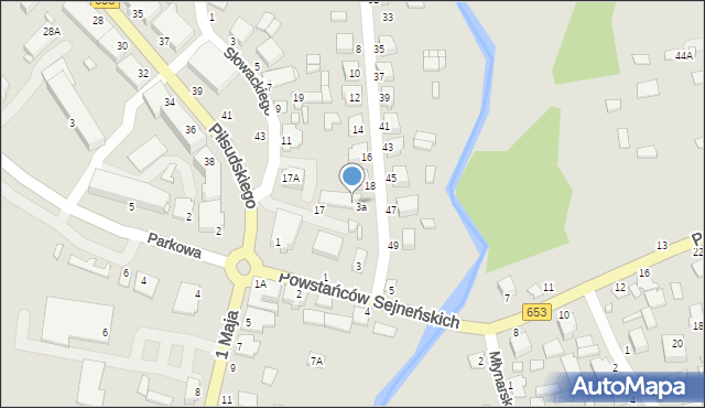 Sejny, Strażacka, 20, mapa Sejny