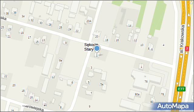 Sękocin Stary, Starowiejska, 1, mapa Sękocin Stary