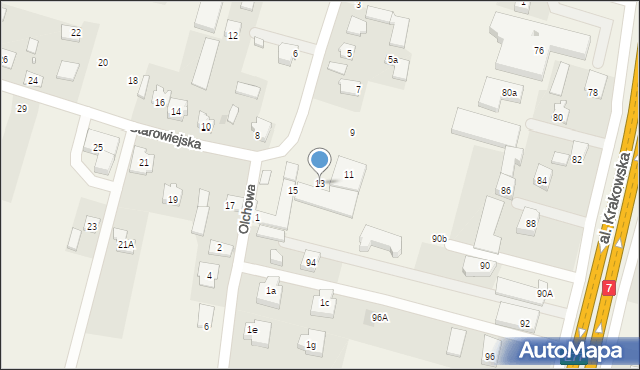 Sękocin Stary, Starowiejska, 13, mapa Sękocin Stary