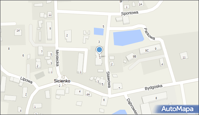 Sicienko, Stawowa, 1, mapa Sicienko