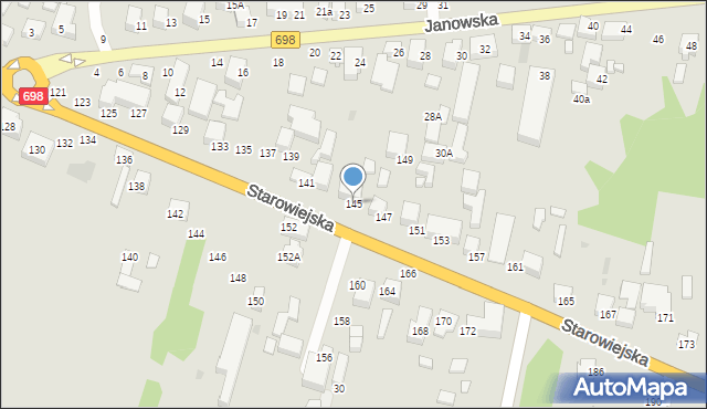 Siedlce, Starowiejska, 145, mapa Siedlce