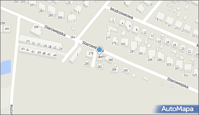 Siedlce, Starowiejska, 284, mapa Siedlce