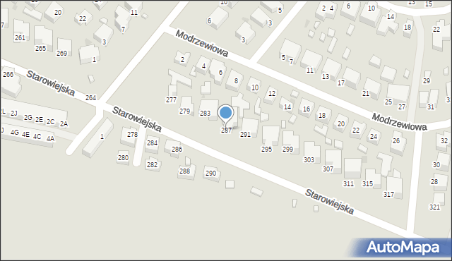 Siedlce, Starowiejska, 287, mapa Siedlce