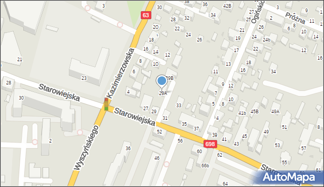 Siedlce, Starowiejska, 29A, mapa Siedlce