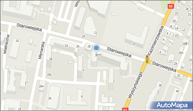 Siedlce, Starowiejska, 30, mapa Siedlce