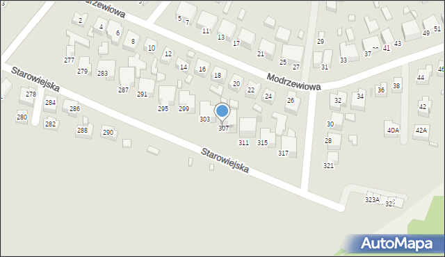 Siedlce, Starowiejska, 307, mapa Siedlce