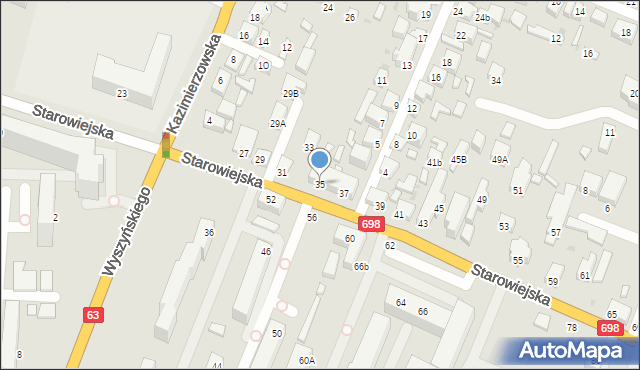 Siedlce, Starowiejska, 35, mapa Siedlce