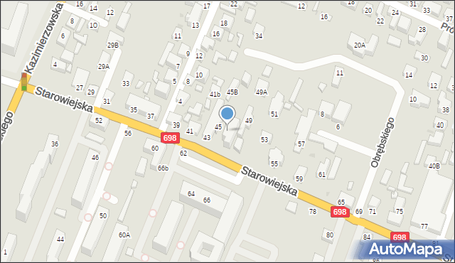 Siedlce, Starowiejska, 47A, mapa Siedlce