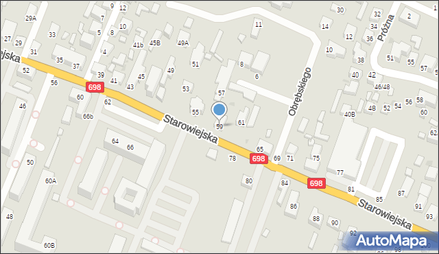 Siedlce, Starowiejska, 59, mapa Siedlce