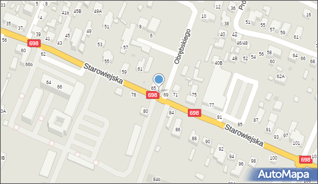 Siedlce, Starowiejska, 67, mapa Siedlce