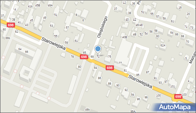 Siedlce, Starowiejska, 71, mapa Siedlce