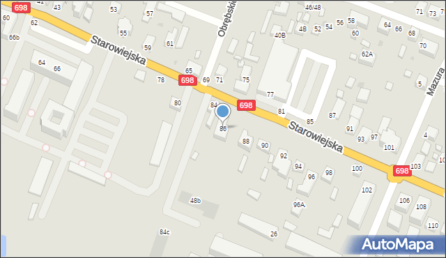 Siedlce, Starowiejska, 86, mapa Siedlce