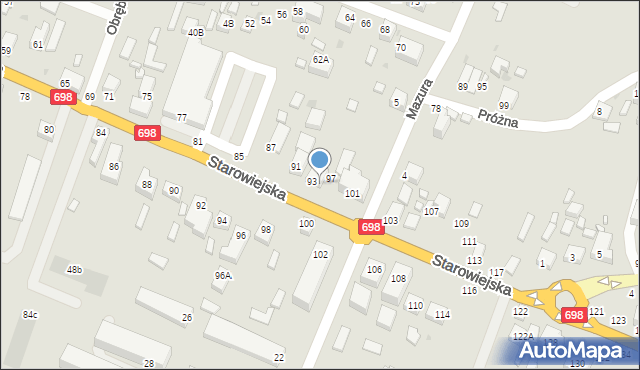 Siedlce, Starowiejska, 95, mapa Siedlce