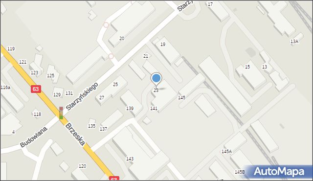 Siedlce, Starzyńskiego Stefana, 23, mapa Siedlce