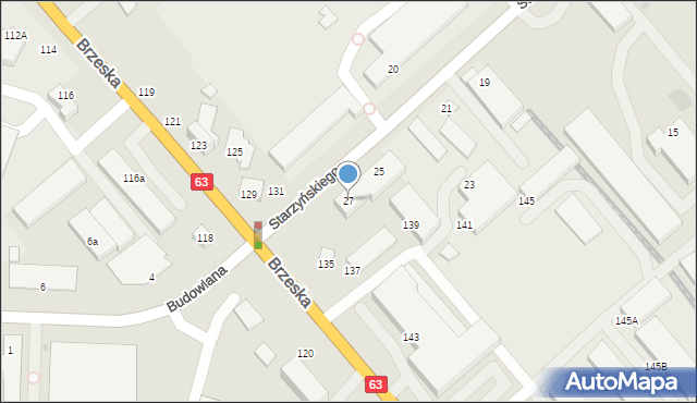 Siedlce, Starzyńskiego Stefana, 27, mapa Siedlce