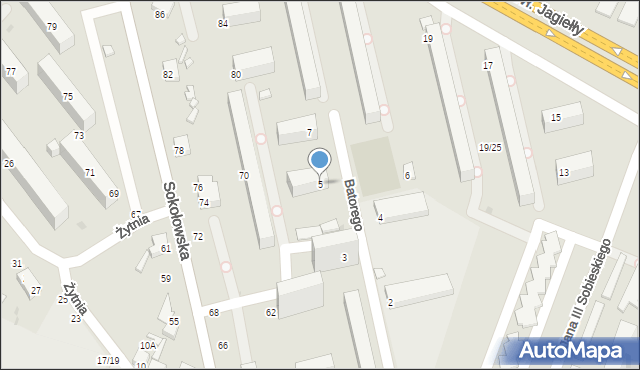 Siedlce, Stefana Batorego, 5, mapa Siedlce