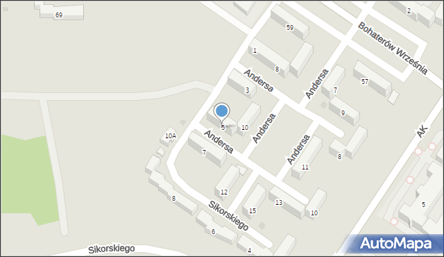 Sieradz, Strzelców Kaniowskich, 5, mapa Sieradz