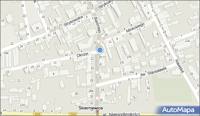 Skierniewice, Stefana Batorego, 17, mapa Skierniewic