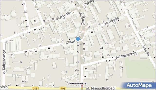 Skierniewice, Stefana Batorego, 22, mapa Skierniewic