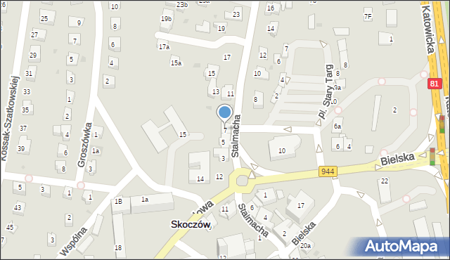 Skoczów, Stalmacha, 7, mapa Skoczów