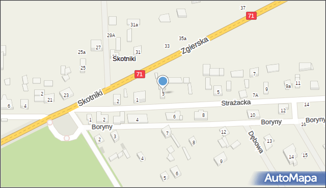 Skotniki, Strażacka, 3, mapa Skotniki