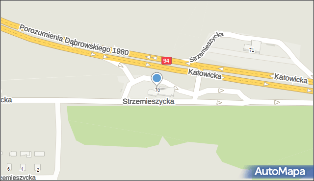 Sławków, Strzemieszycka, 70, mapa Sławków