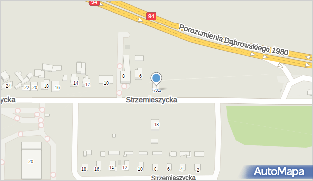 Sławków, Strzemieszycka, 70a, mapa Sławków