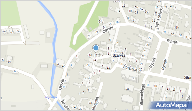 Słomniki, Strzelecka, 12, mapa Słomniki