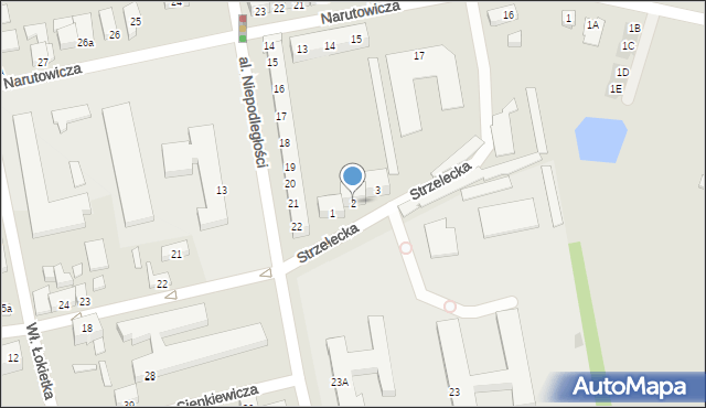 Słubice, Strzelecka, 2, mapa Słubice