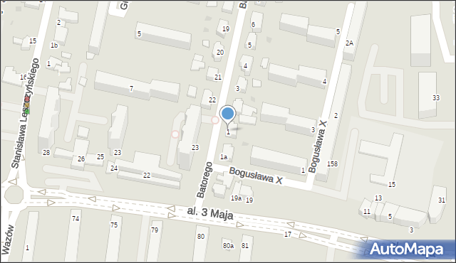 Słupsk, Stefana Batorego, 1, mapa Słupska