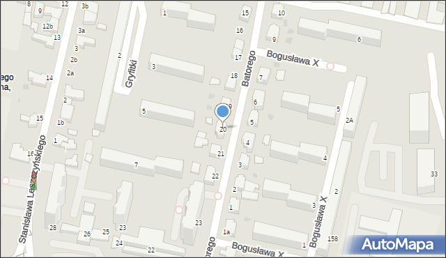 Słupsk, Stefana Batorego, 20, mapa Słupska