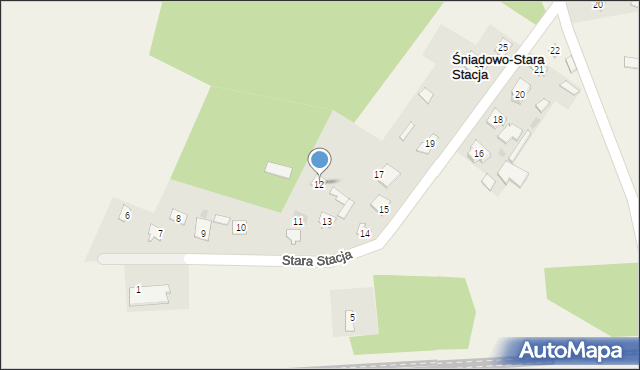 Śniadowo, Stara Stacja, 12, mapa Śniadowo