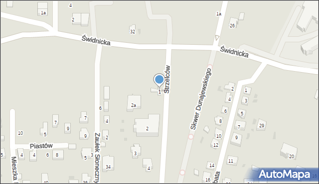 Sobótka, Strzelców, 1, mapa Sobótka