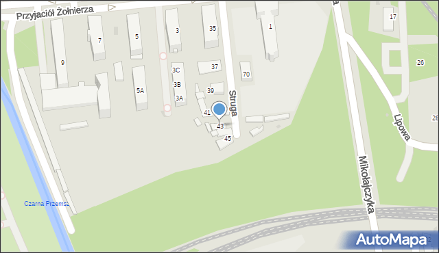 Sosnowiec, Struga Andrzeja, 43, mapa Sosnowca