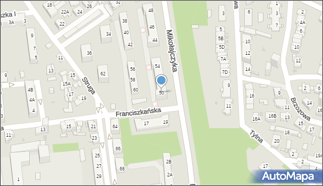 Sosnowiec, Struga Andrzeja, 50, mapa Sosnowca