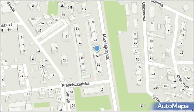 Sosnowiec, Struga Andrzeja, 54, mapa Sosnowca