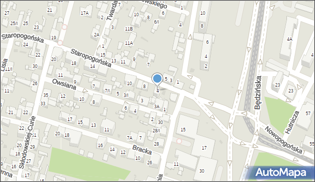 Sosnowiec, Staropogońska, 4, mapa Sosnowca