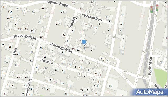 Sosnowiec, Staropogońska, 9, mapa Sosnowca