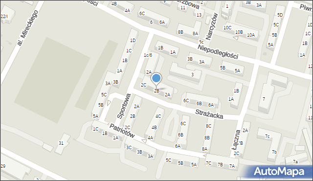 Sosnowiec, Strażacka, 2B, mapa Sosnowca