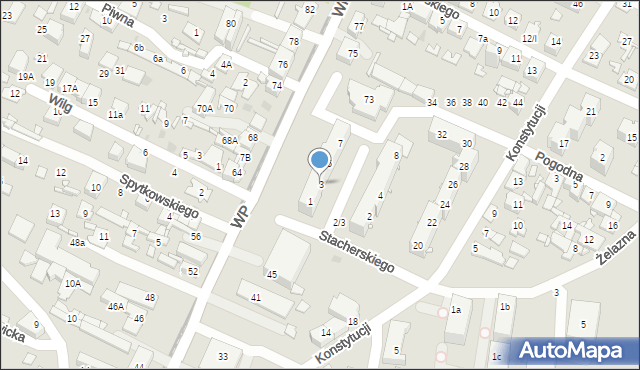 Sosnowiec, Stacherskiego Wacława, 3, mapa Sosnowca