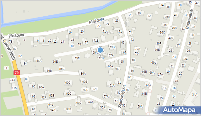 Sosnowiec, Starowiejska, 67B, mapa Sosnowca