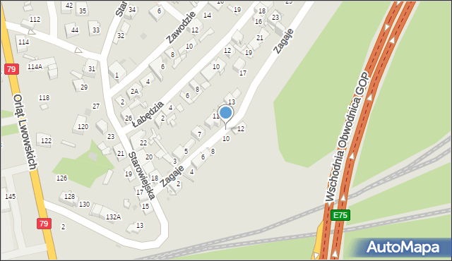Sosnowiec, Starowiejska, 68e, mapa Sosnowca