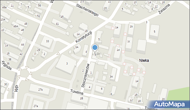 Sosnowiec, Stoczniowców, 3, mapa Sosnowca