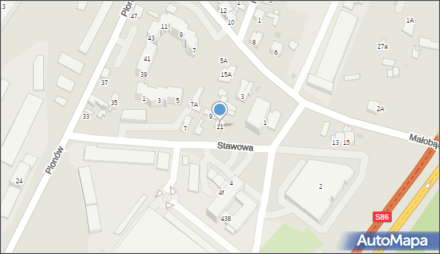 Sosnowiec, Stawowa, 11, mapa Sosnowca