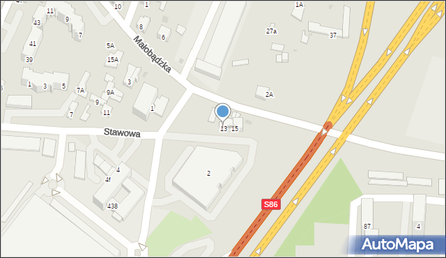 Sosnowiec, Stawowa, 13, mapa Sosnowca