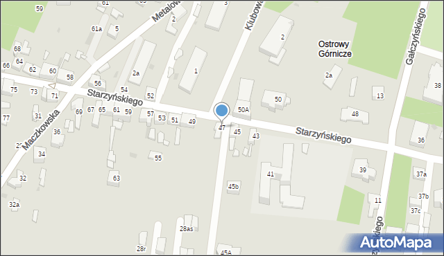 Sosnowiec, Starzyńskiego Stefana, 47, mapa Sosnowca