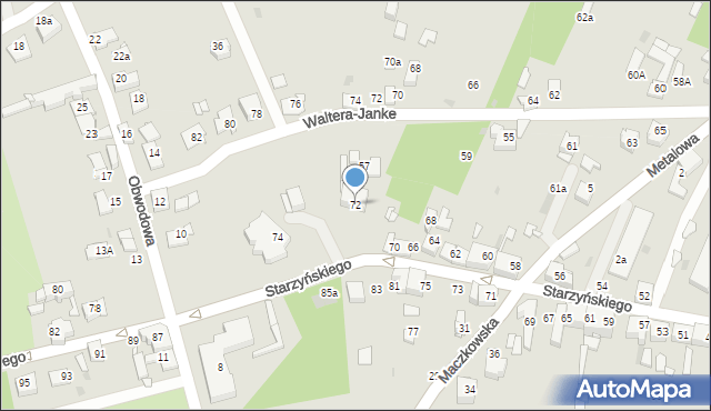 Sosnowiec, Starzyńskiego Stefana, 72, mapa Sosnowca