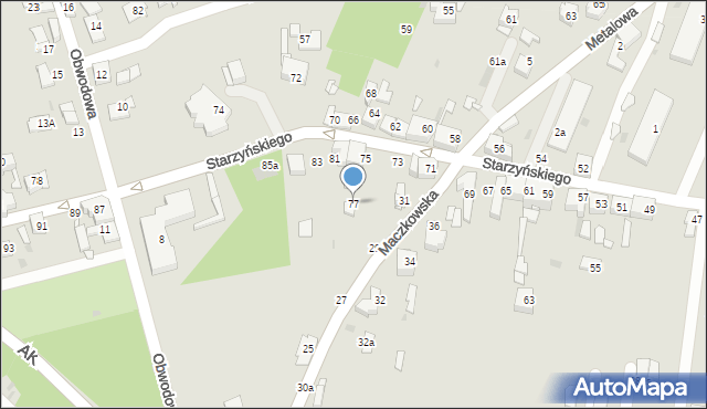 Sosnowiec, Starzyńskiego Stefana, 77, mapa Sosnowca