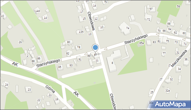 Sosnowiec, Starzyńskiego Stefana, 87, mapa Sosnowca